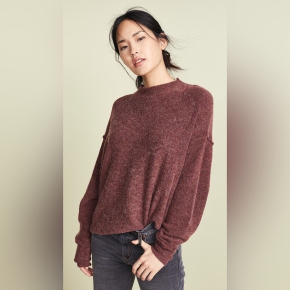 Free People Break Away Sweater Mock Neck Pullover Wool Blend Womens Size Medium - Picture 2 of 4